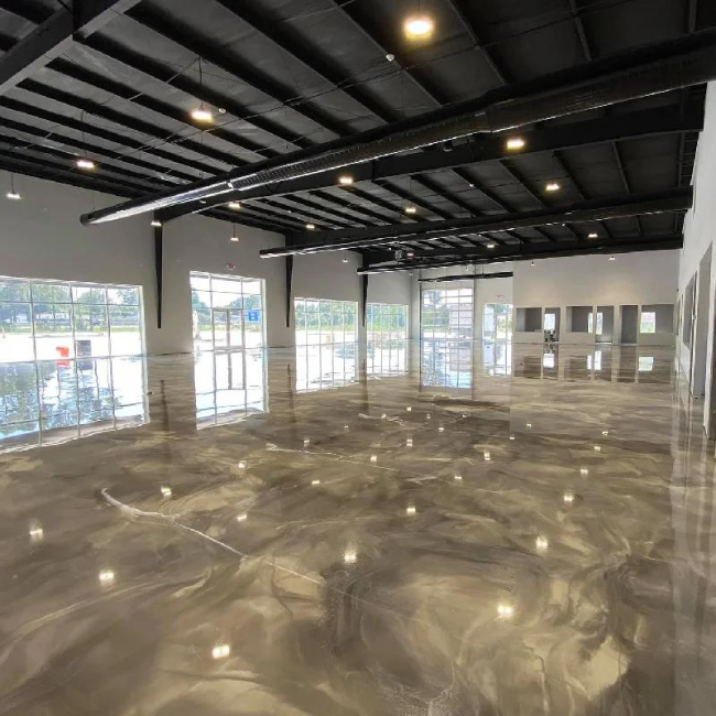 Custom metallic resin floor project